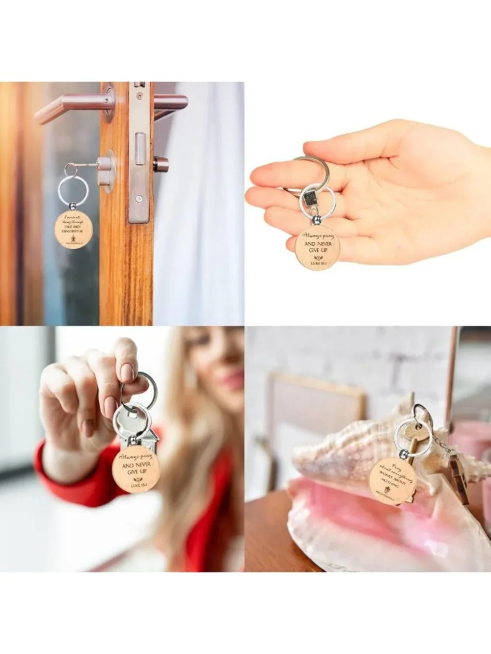 50 Inspirational Bible Verse Keychains - Religious Wooden Gifts for Men